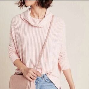 Anthropologie Maeve Ribbed Knit Cowl Neck Oversized Sweater Size XS